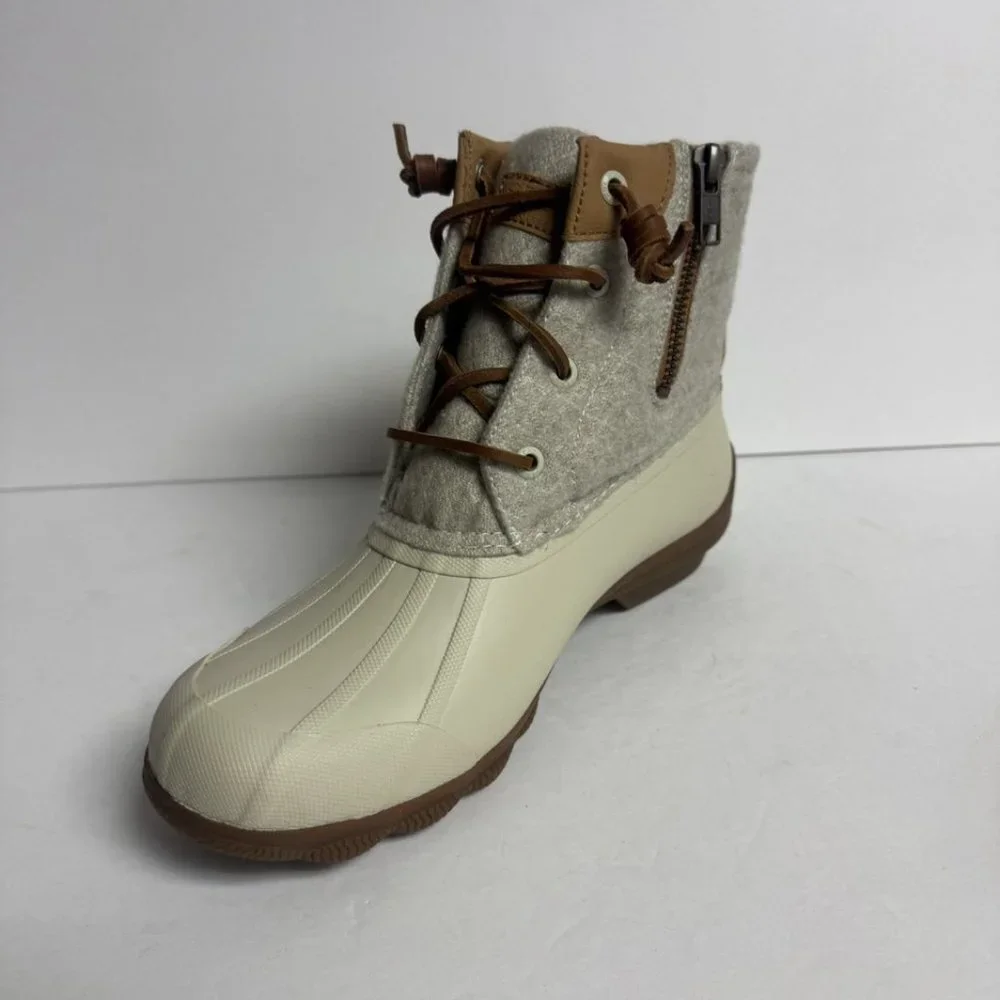 Sperry Women's Saltwater Emboss Wool Boots Ivory Size Size 7 M